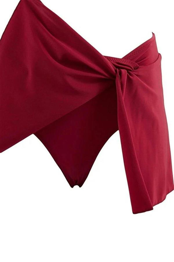 WOVCOR Regular Waist Slit Detail Skirt Bikini Bottom