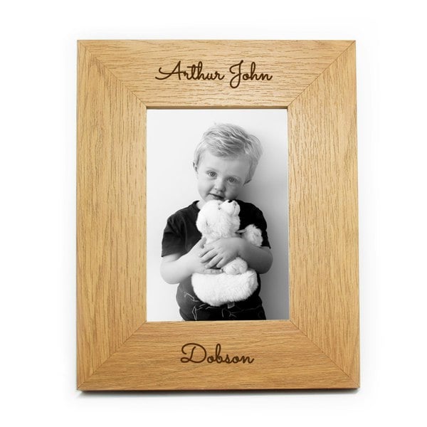 Personalised Memento Company Personalised Free Text 6x4 Portrait Wooden Photo Frame