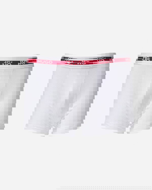 HUGO Planet 3-Pack Stretch-Cotton Logo Waistband Trunks - Bright Red 621 - CHO - Designer Mens Underwear