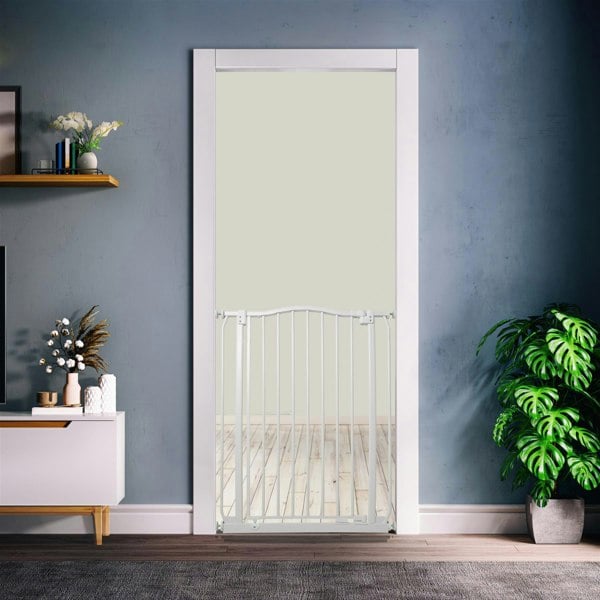 Bettacare Extra Tall Curved Top Dog Gate, 71cm - 80cm, Matt White, Extra Tall 100cm in Height, Pressure Fit Pet Gate