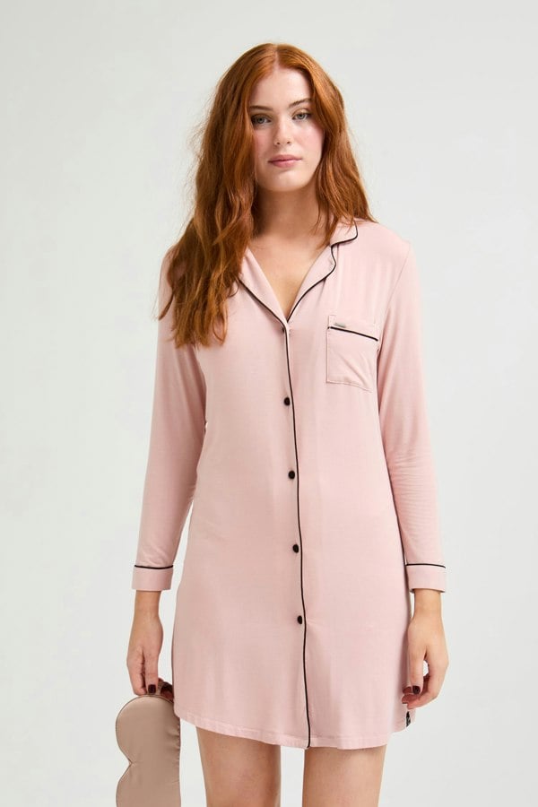 Pretty You London Women's Bamboo Nightshirt in Pink