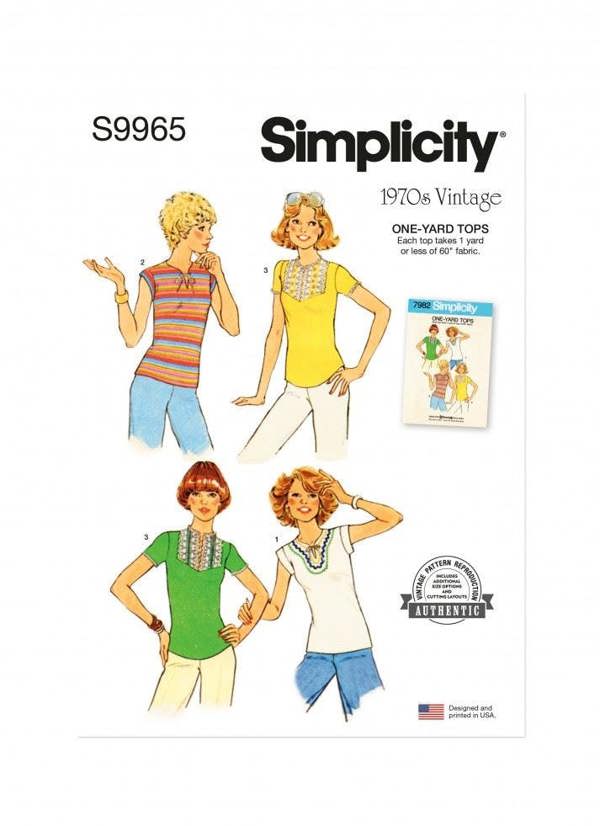 Simplicity Sewing Pattern 9965, Tops, Vintage Style for Women, A (6-8-10-12-14-16) - Easy