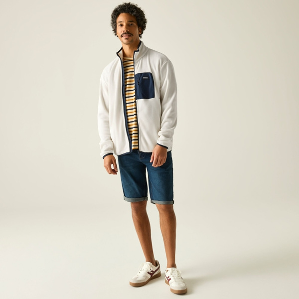 Regatta Mens Frankie Full Zip Fleece Jacket - White Stone/Navy