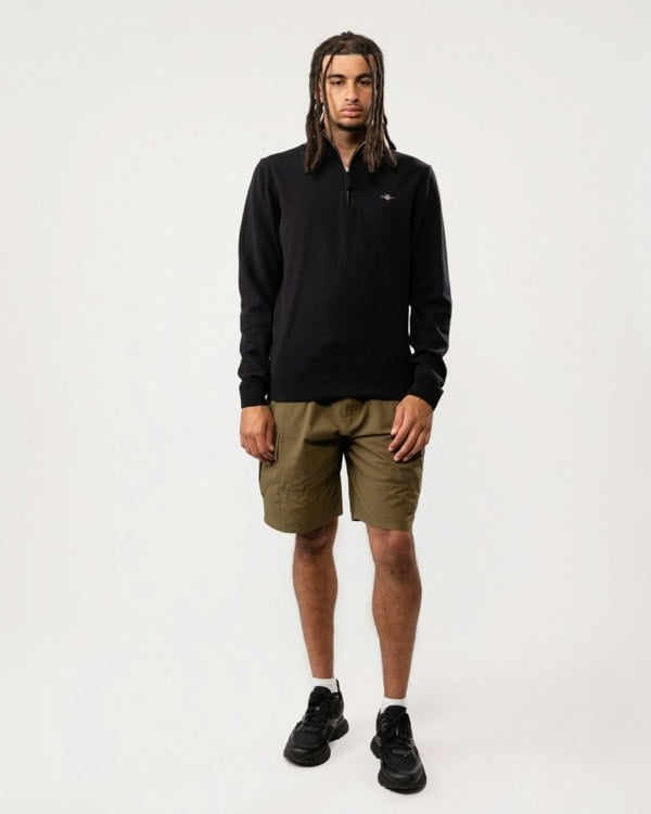 GANT Mens Superfine Lambswool Half Zip Cardigan - 5 Black