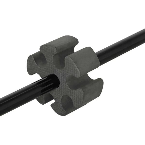Black frame connector clip detail for height-adjustable net setup