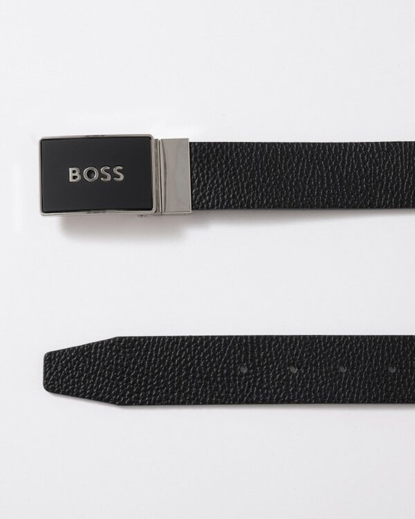 BOSS Orange Icon-M Mens Leather Belt - Black 001
