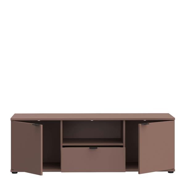 Furniture To Go Ganymede Wide TV Unit with Open Shelf, Drawer & 2 Doors in Terracotta