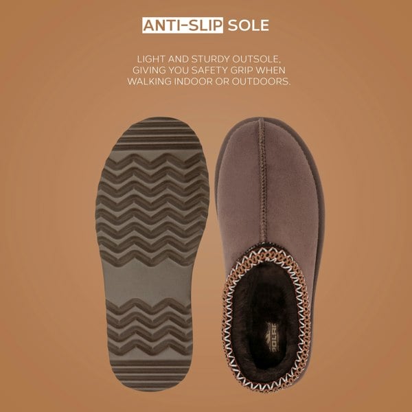 VIVA Mia: Women's Platform Sheepskin Lined Slip Ons Anti Slip Rubber Soles