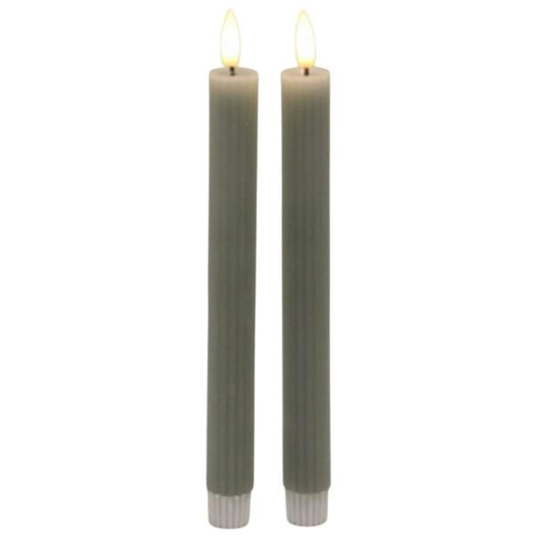 Hill Interiors Luxe Collection Ribbed Taper Candle - Grey - 