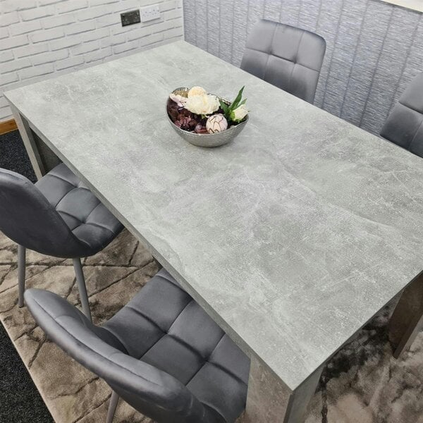 Kosy Koala Wooden Rectangle Dining Table Set With 4 Grey Velvet Chairs - Dining Room Furniture