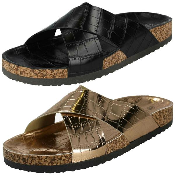 Spot On Ladies Spot On Open Toe Slip On Mule