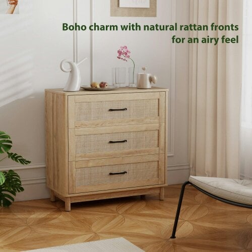 Wyld Haus Zima Wood Oak Finish 3 Drawer Storage Chest 76 cm Wide