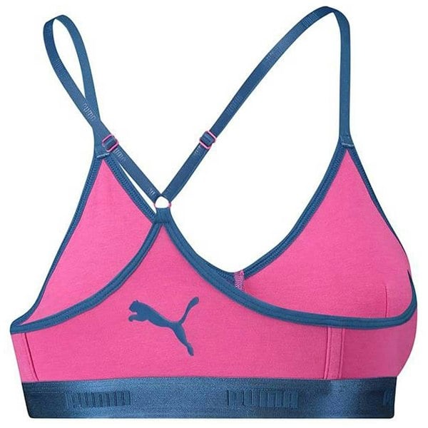 Puma Cotton Modal Stretch High-Shine Triangle Bralette, Pink/Blue