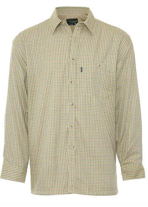 Champion Cartmel fleece-lined shirt in stone check, revealing soft inner fleece and classic country styling