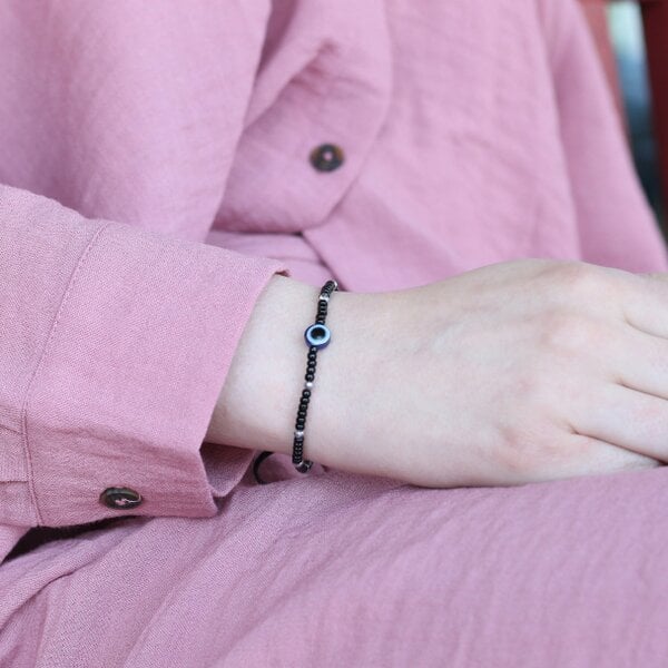 The Colourful Aura Adjustable Black Beads Evil Eye Bracelet For new borns and adults