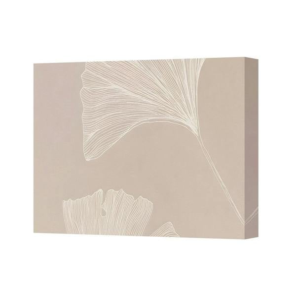 Benjamin Tate Design Ginkgo Leaf Line Art Canvas Wall Art Beige Background