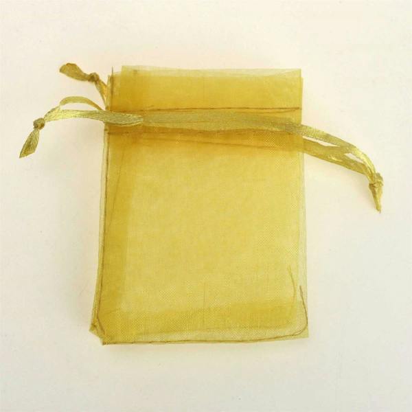15cm Gold Organza Gift Bags with Drawstring for Jewellery, Candy and Favours image 4