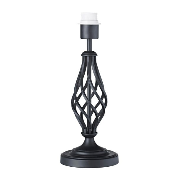 Traditional Black Table Lamp Base with Twist Metal Stem Design and Inline Switch Image 1