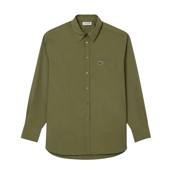 Lacoste Womens/Ladies Poplin Oversized Long-Sleeved Shirt - Khaki Green - 