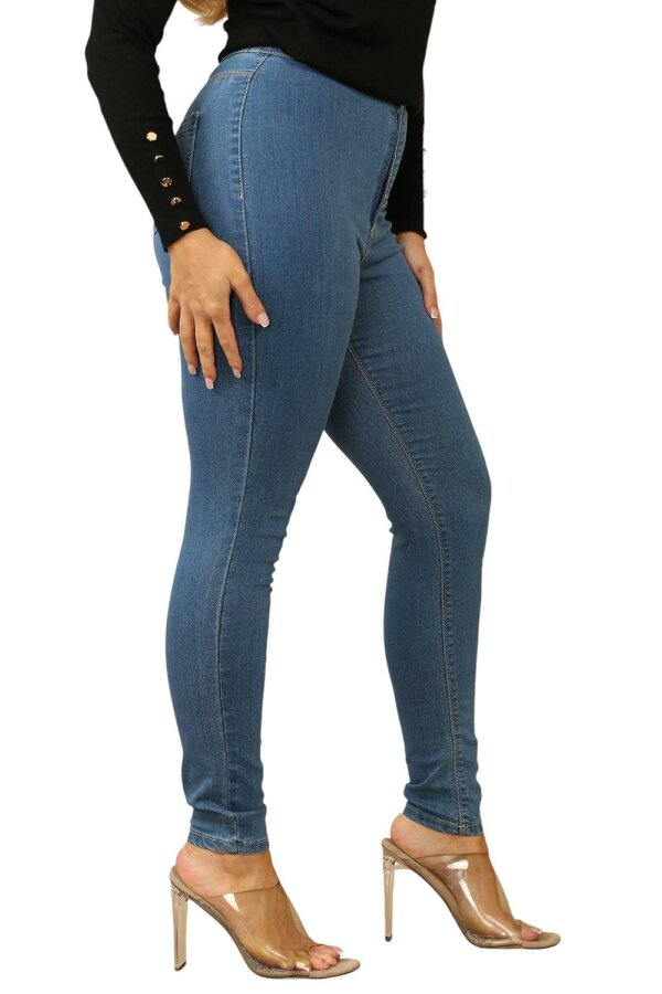 High-Waisted Skinny Jeans – Classic Blue Wash - Blue