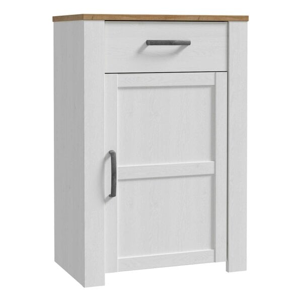 Wyld Haus Kyoto White and Natural Oak Wood 1 Door 1 Drawer Shoe Cabinet