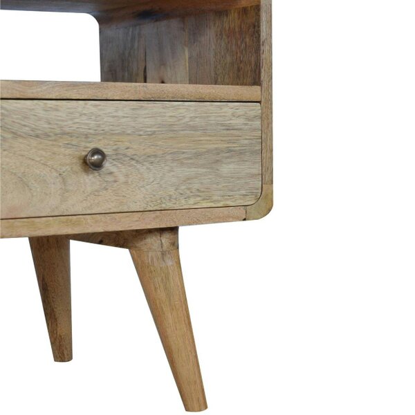 Wyld Haus Urbino Curved Oak Mango Wood Low TV Media Unit 2 Drawers