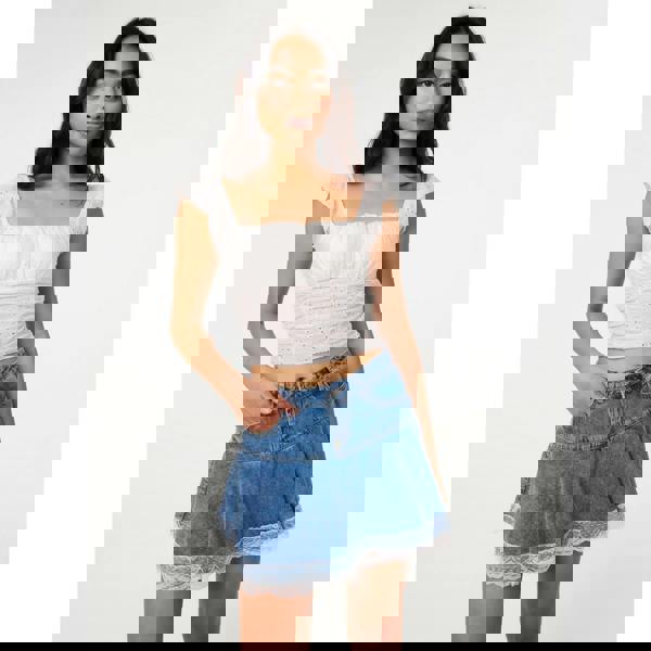 Pink Vanilla Broderie Frill Sleeve Top