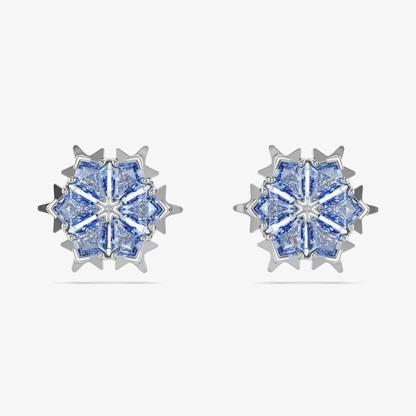 Swarovski Magic Rhodium Plated Blue Zirconia Snowflake Stud Earrings 5734242
