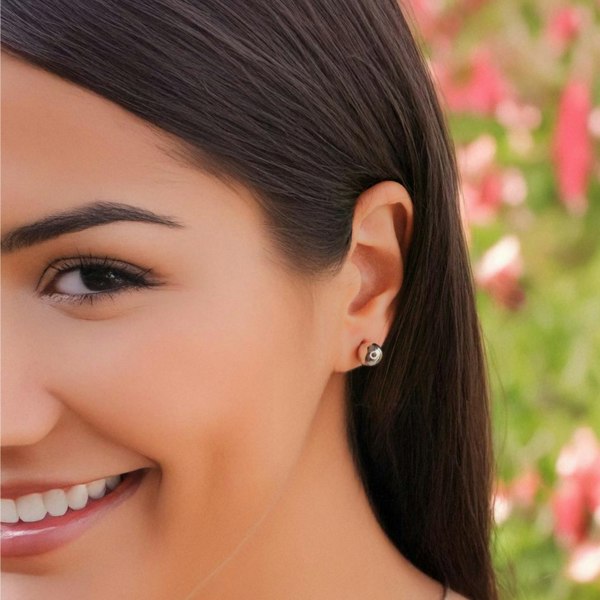 Spero London 9ct Solid Gold Ball Sphere Stud Earring