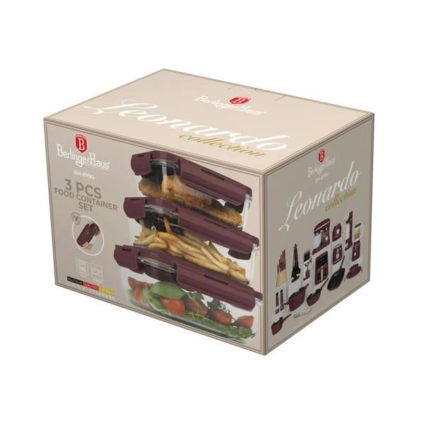 3-Piece Glass Food Container Set,Berlinger Haus BH8790