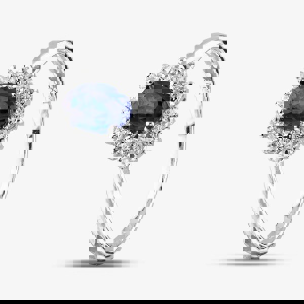 T. H. Baker 9ct White Gold Oval Cut Sapphire & Cubic Zirconia Halo Ring D152306WB