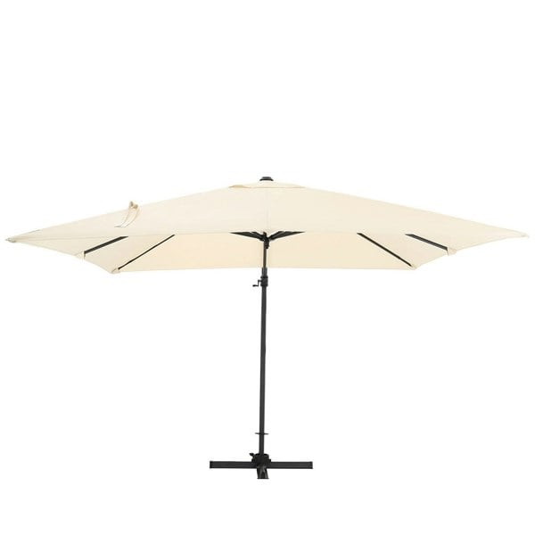 Beige 3 x 3 m Square Cantilever Parasol Outdoor Hanging Umbrella for Garden and Patio Parasols Living and Home
