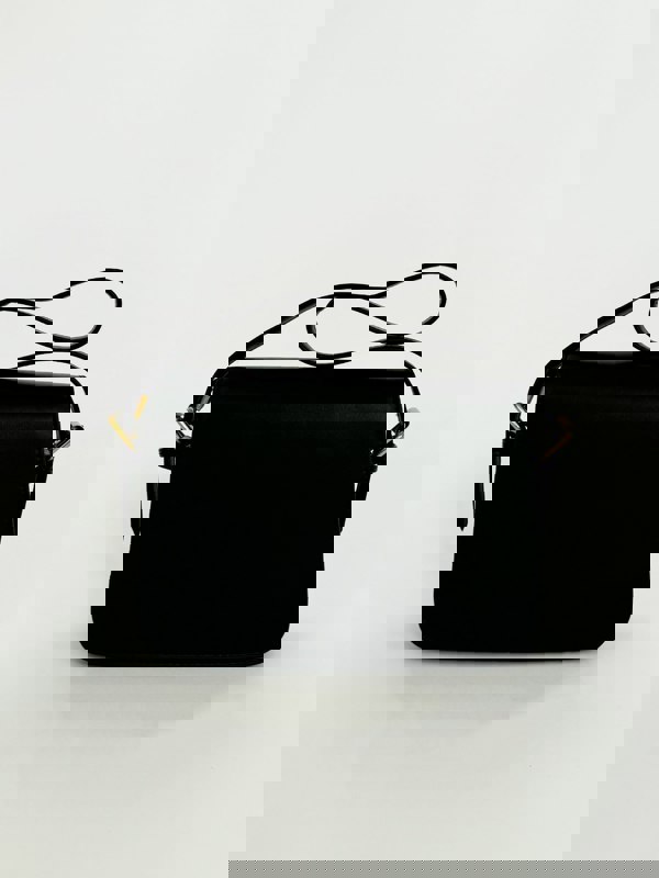 SVNX Black Shoulder Bag with Gold Clasp Fastening