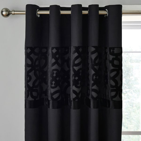 Catherine Lansfield Lattice Cut Velvet Lined Eyelet Curtains