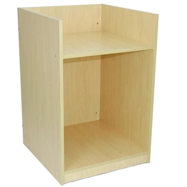 Light wood Comet Counter Set with a minimalist design, featuring two open shelves for versatile storage and display options
