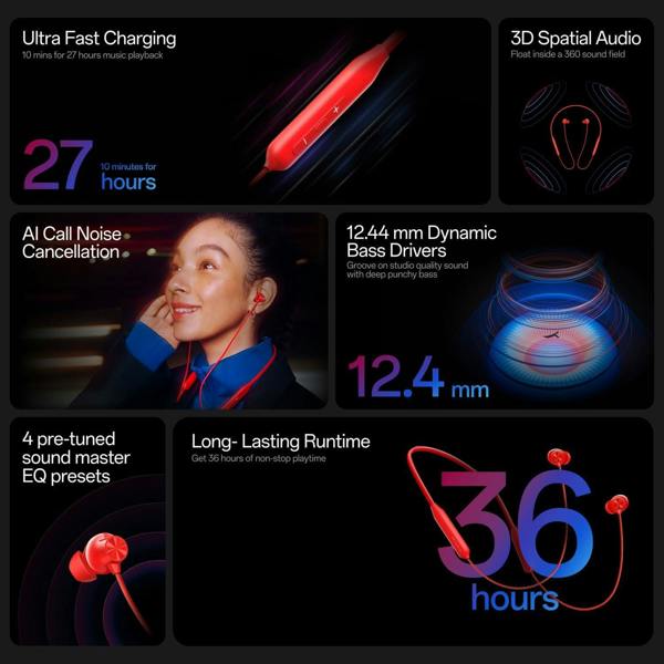 OnePlus Bullets Wireless Z3 In Ear Neckband Mamba Midnight - 5481158877