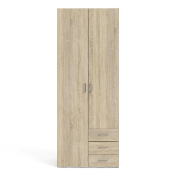 Wyld Haus Berlin Oak Effect Wardrobe 2 Doors, 3 Drawers 1 Shelf