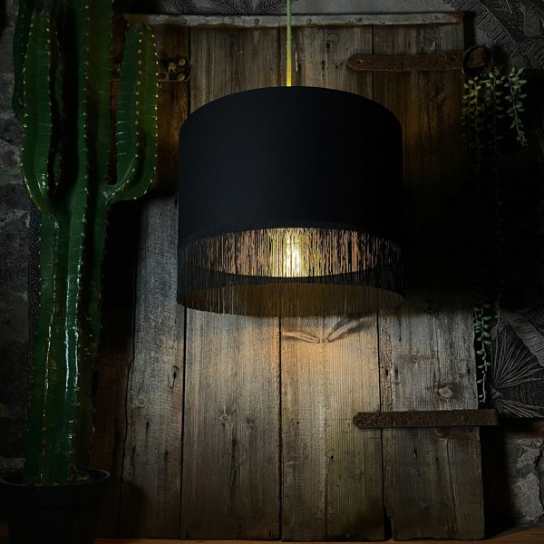 Love Frankie black cotton gold lining fringing light on