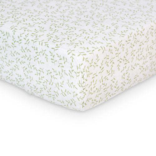 Lulujo - Cotton Cot Fitted Sheet - Greenary