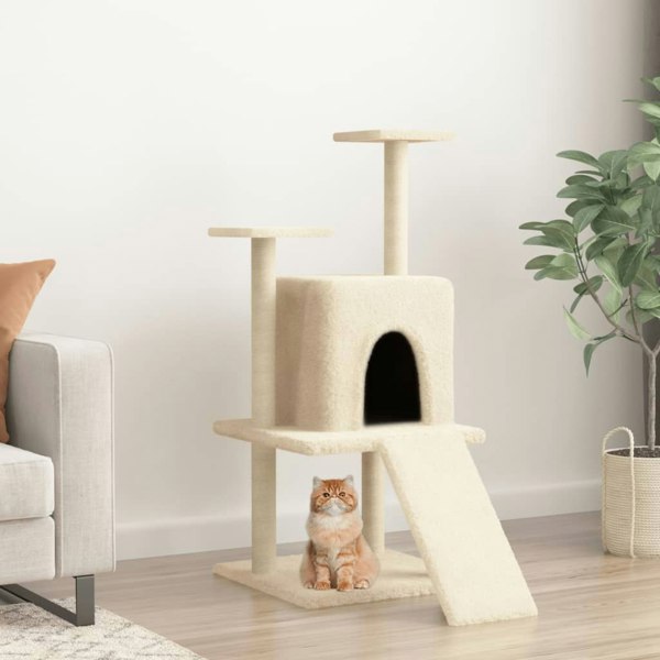 Berkfield Cat Tree with Sisal Scratching Posts Cream 110 cm
