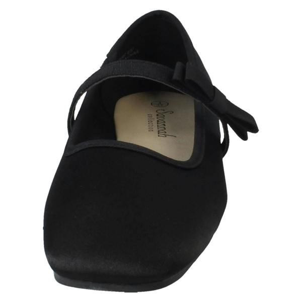 Savannah Ladies Savannah Slip On Elastic Strap Bow Detailed Mary Jane Shoes F80567