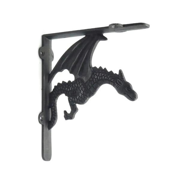 Pair of Antique Cast Iron Winged Dragon Shelf Brackets