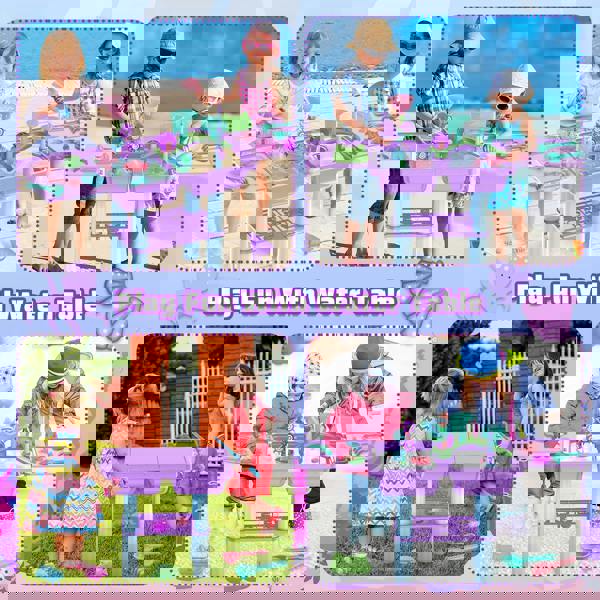 deAO Toys deAO Purple Outdoor Sand and Water Play Table for Kids – Fun Beach and Pool Activities with Fishing Game, Waterwheel, and Creative Molds