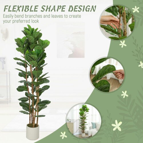 Wyld Haus Racori Artificial Fiddle Leaf Fig Style Tree With Full Canopy 180cm Green