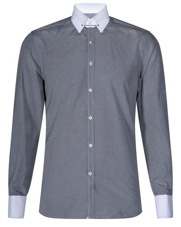 TruClothing Mens Club Collar Black Shirt 1920s Peaky Blinders With Bar Poplin Pin Smart
