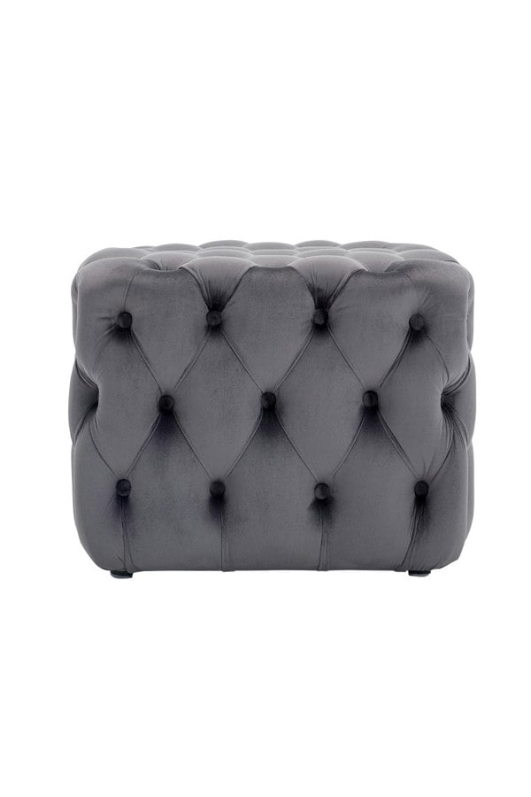 Living and Home Velvet Upholstered Buttoned Footstool