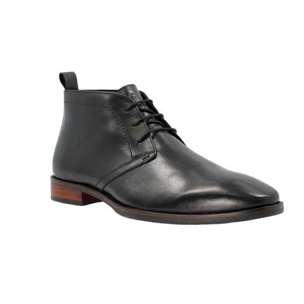 Dune London Mens Mervin Leather Low Heel Chukka Boots - Black - 