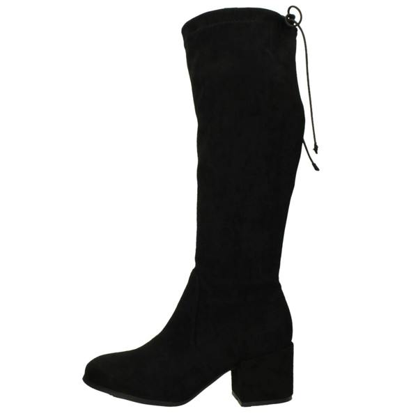 Spot On Ladies Spot On Mid Block Heel High Leg Boot with Back Tie and Inside Zip F51246