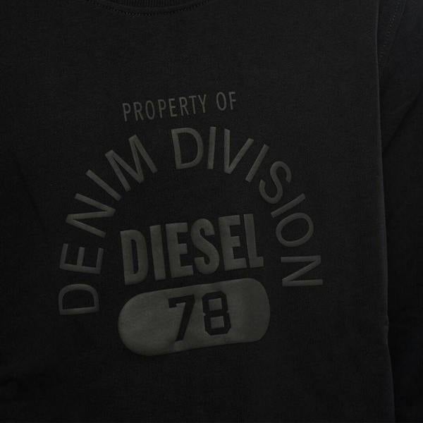 Diesel Unisex Adult Division Logo Denim Sweatshirt - Black - 