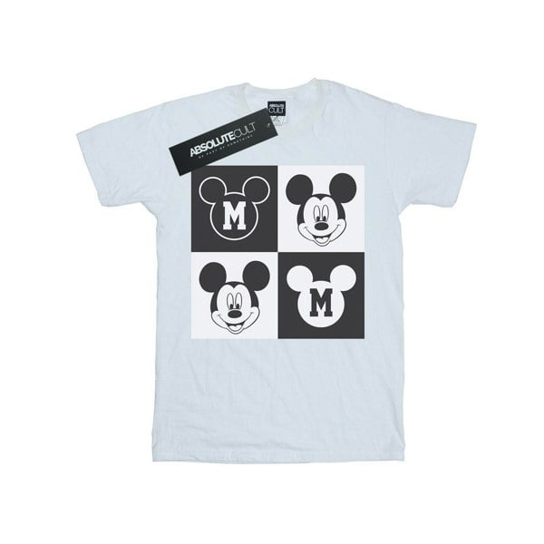 Disney Mens Mickey Mouse Smiling Squares T-Shirt - White